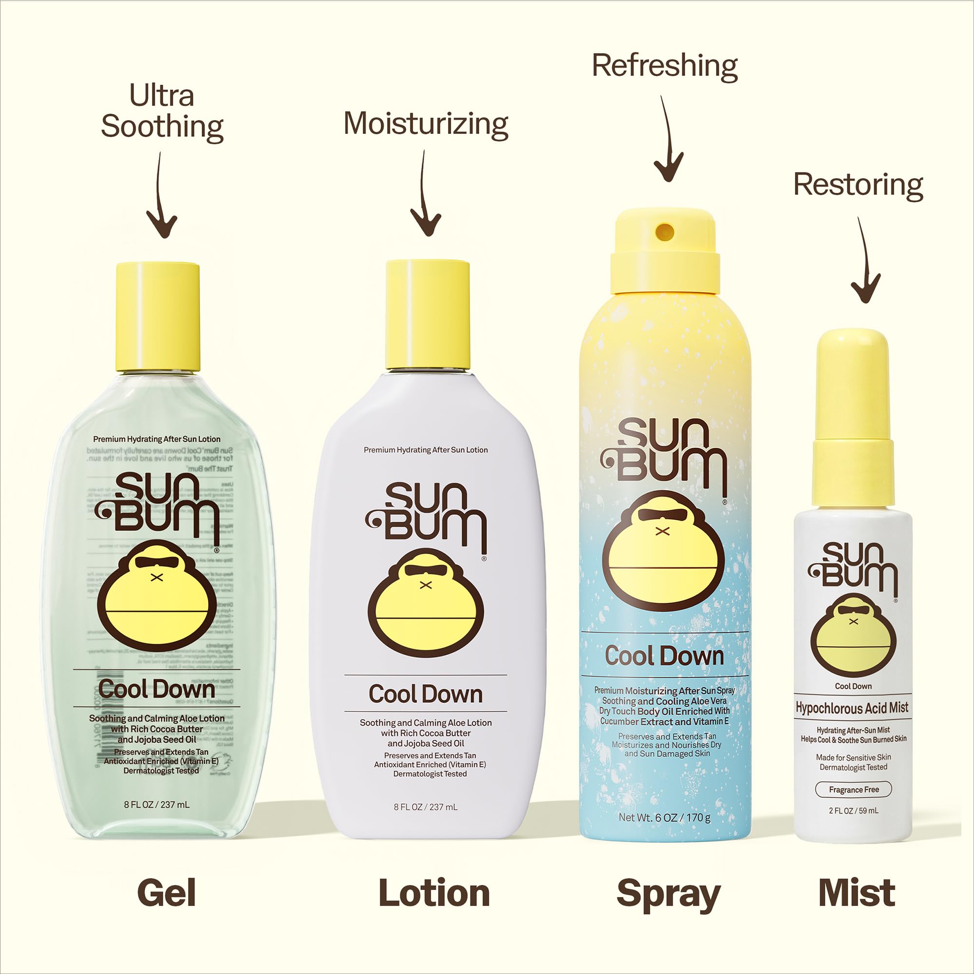 Authentic Sun Bum Cool Down gel packaging