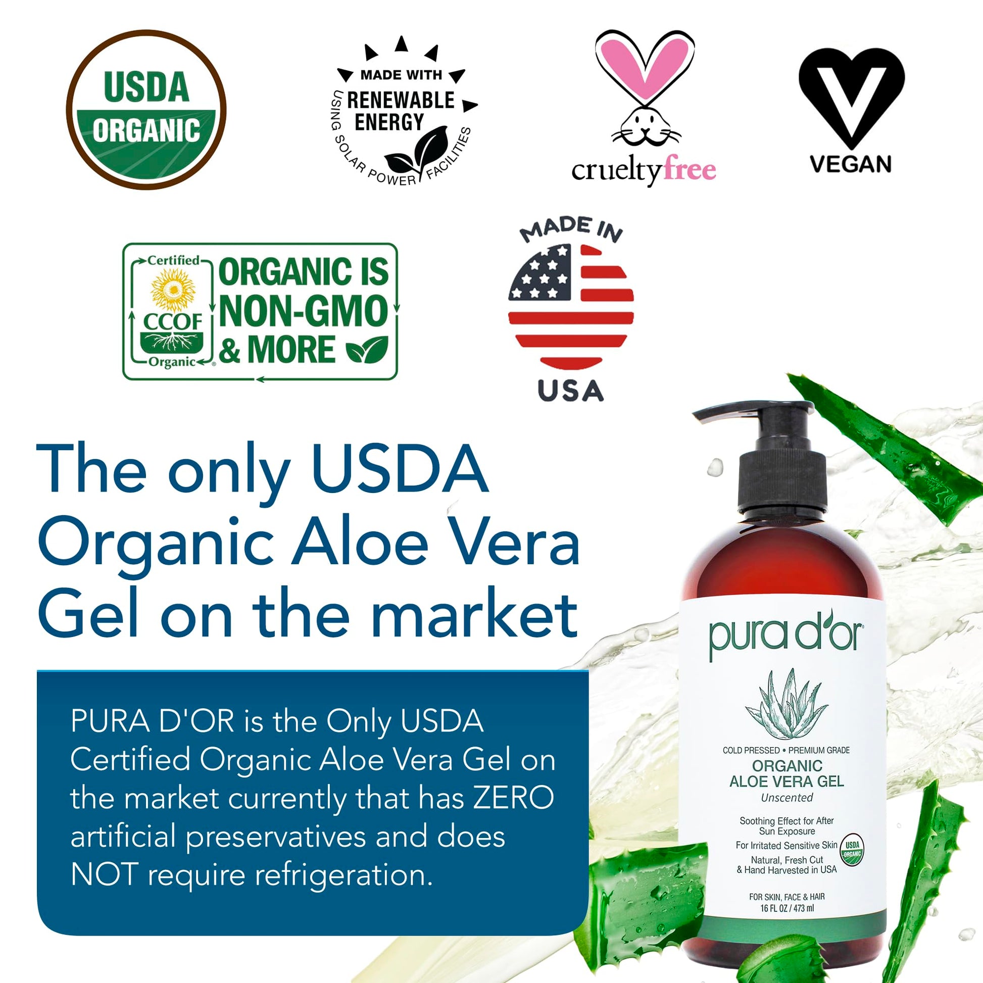 Pura D'or unscented aloe vera gel texture demonstration