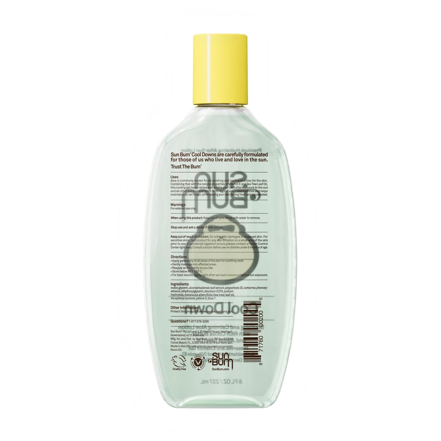 Sun Bum Cool Down gel side profile view