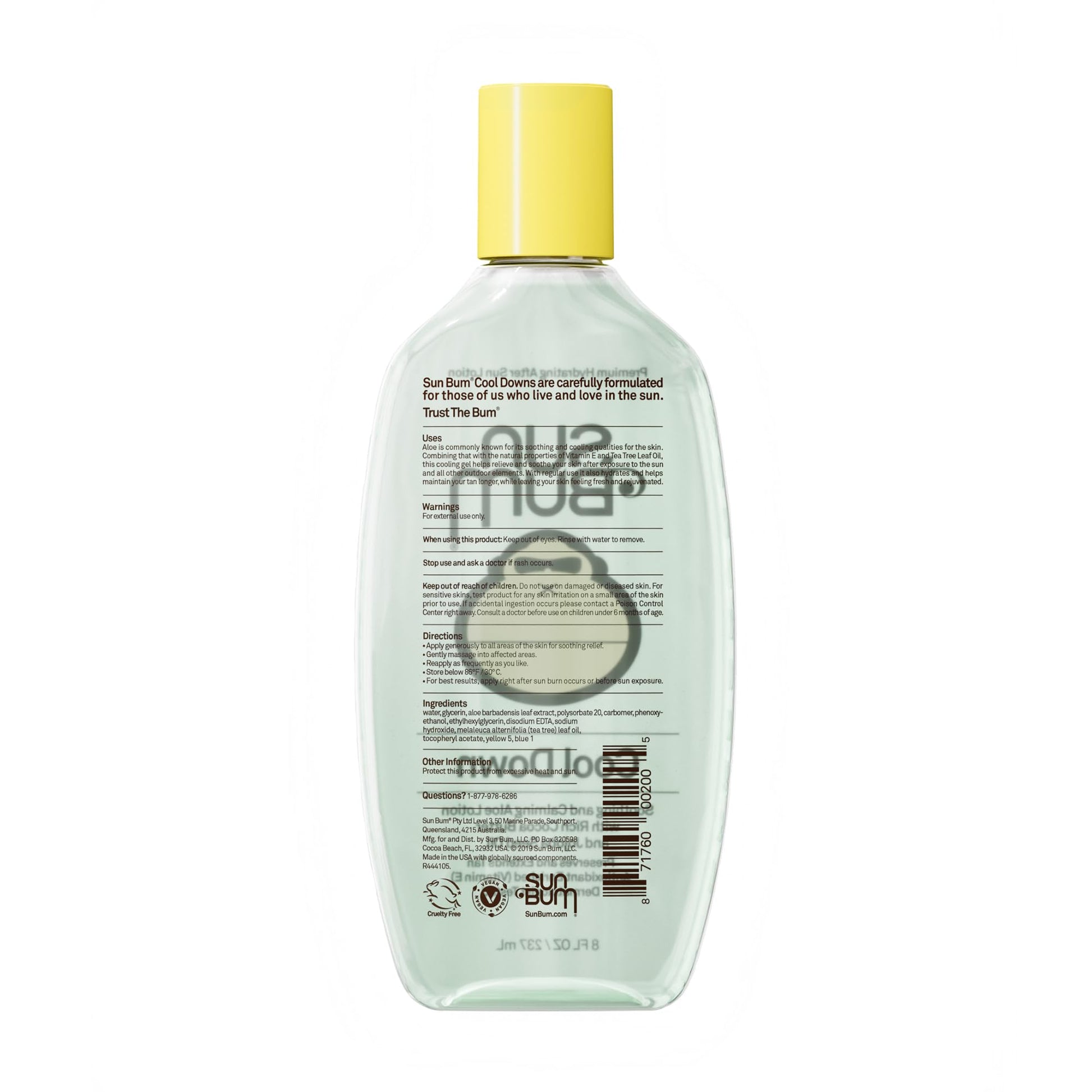 Sun Bum Cool Down gel side profile view