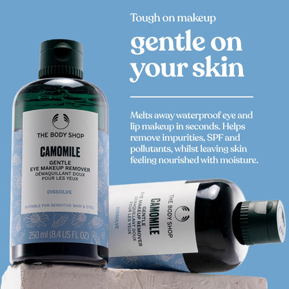 Vegan chamomile extract eye cosmetic remover liquid product shot