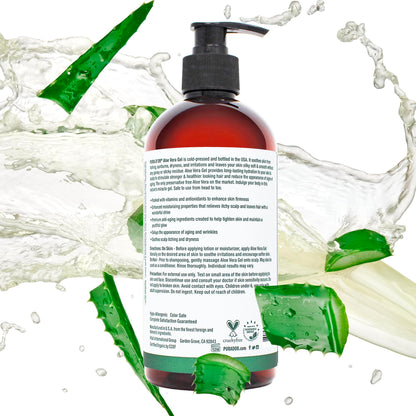 Pura D'or organic aloe vera gel bottle side profile