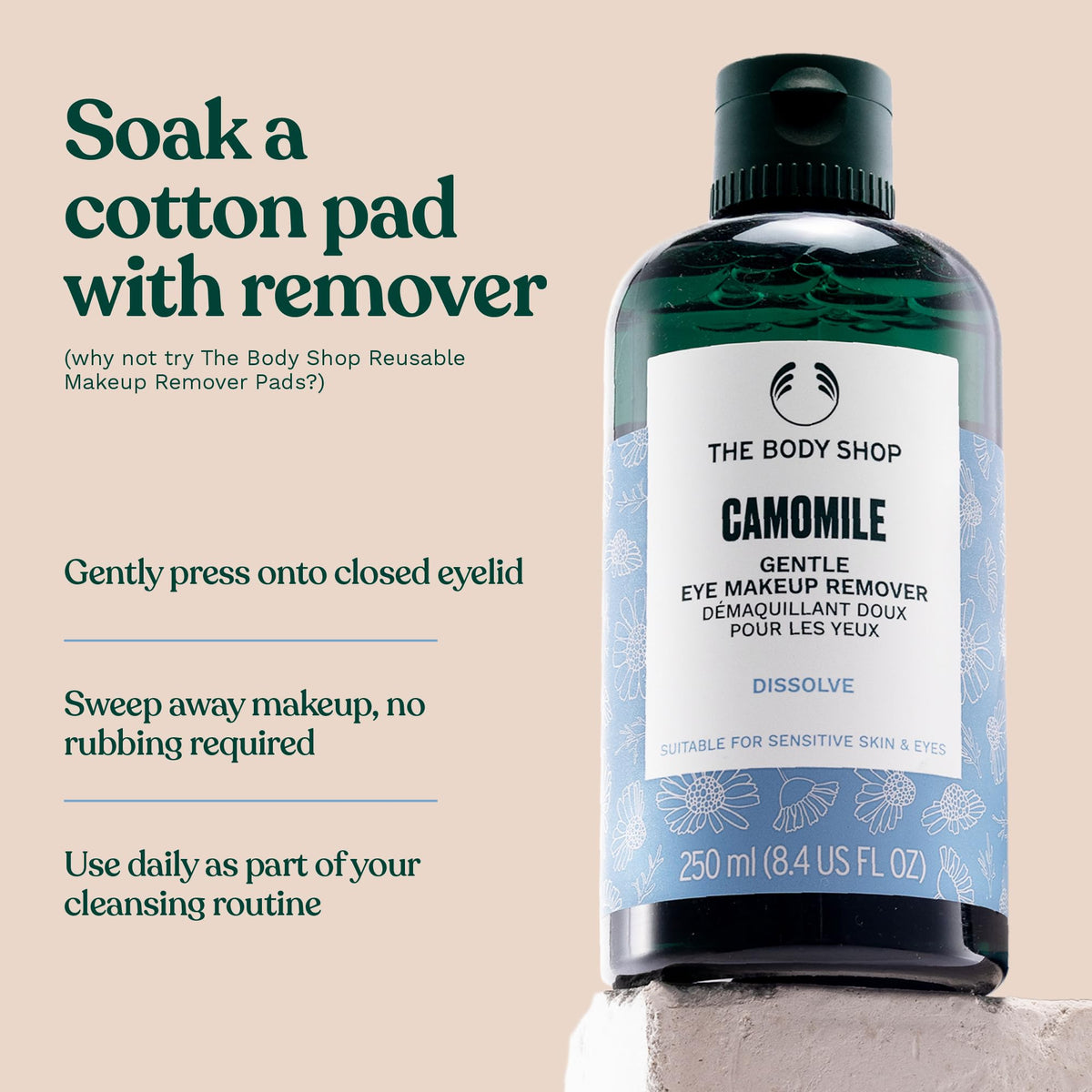 The Body Shop Camomile Gentle Eye Makeup Remover lifestyle setting