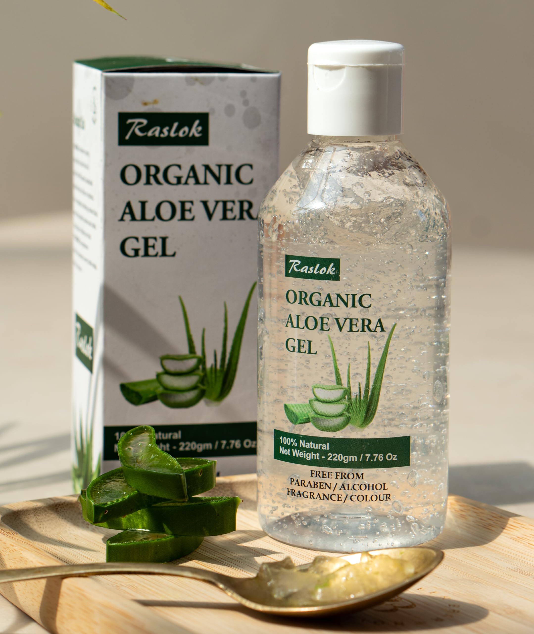 Raslok Aloe Vera Gel for daily facial moisturizing and hair care