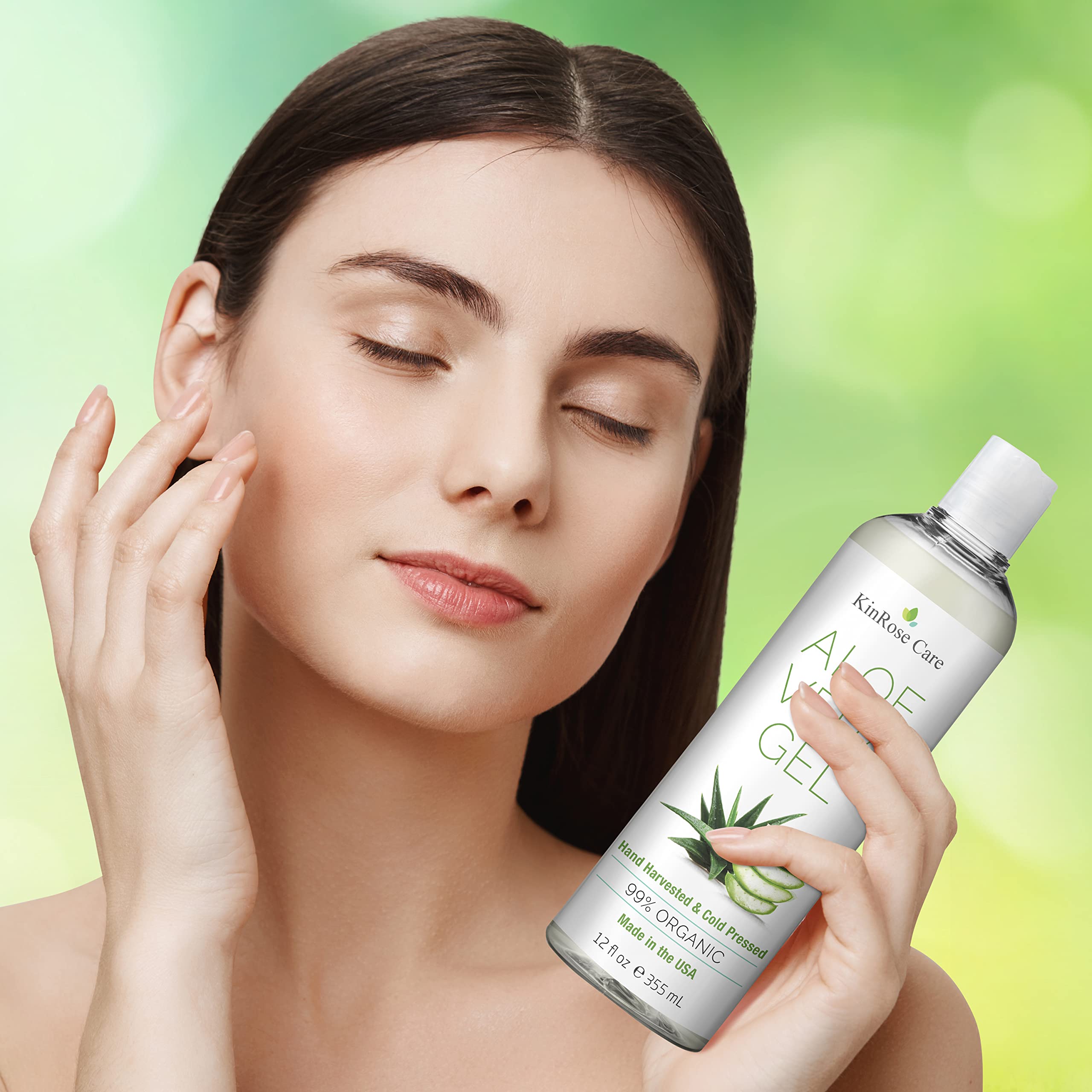 Close up of KinRose Care 12 fluid ounce bottle packaging