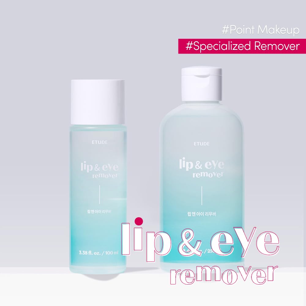Authentic ETUDE Korean makeup remover bottle highlighting the water and oil layers for deep cleansing