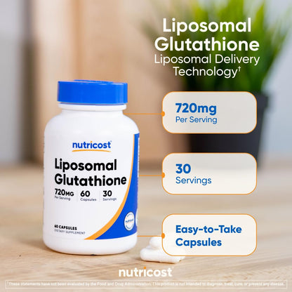 Nutricost Liposomal Glutathione bottle cap and safety seal confirming product authenticity.