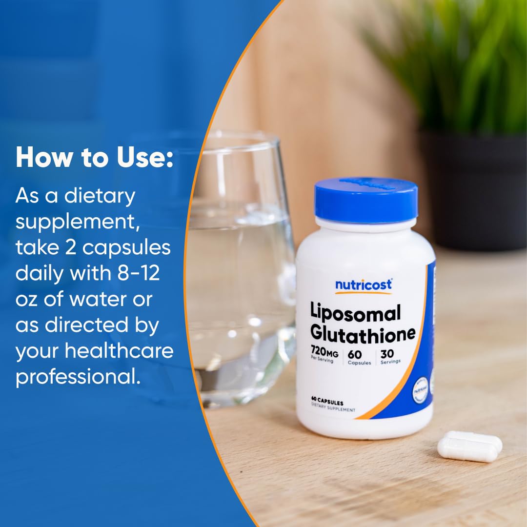 Nutricost liposomal glutathione packaging highlights and key features