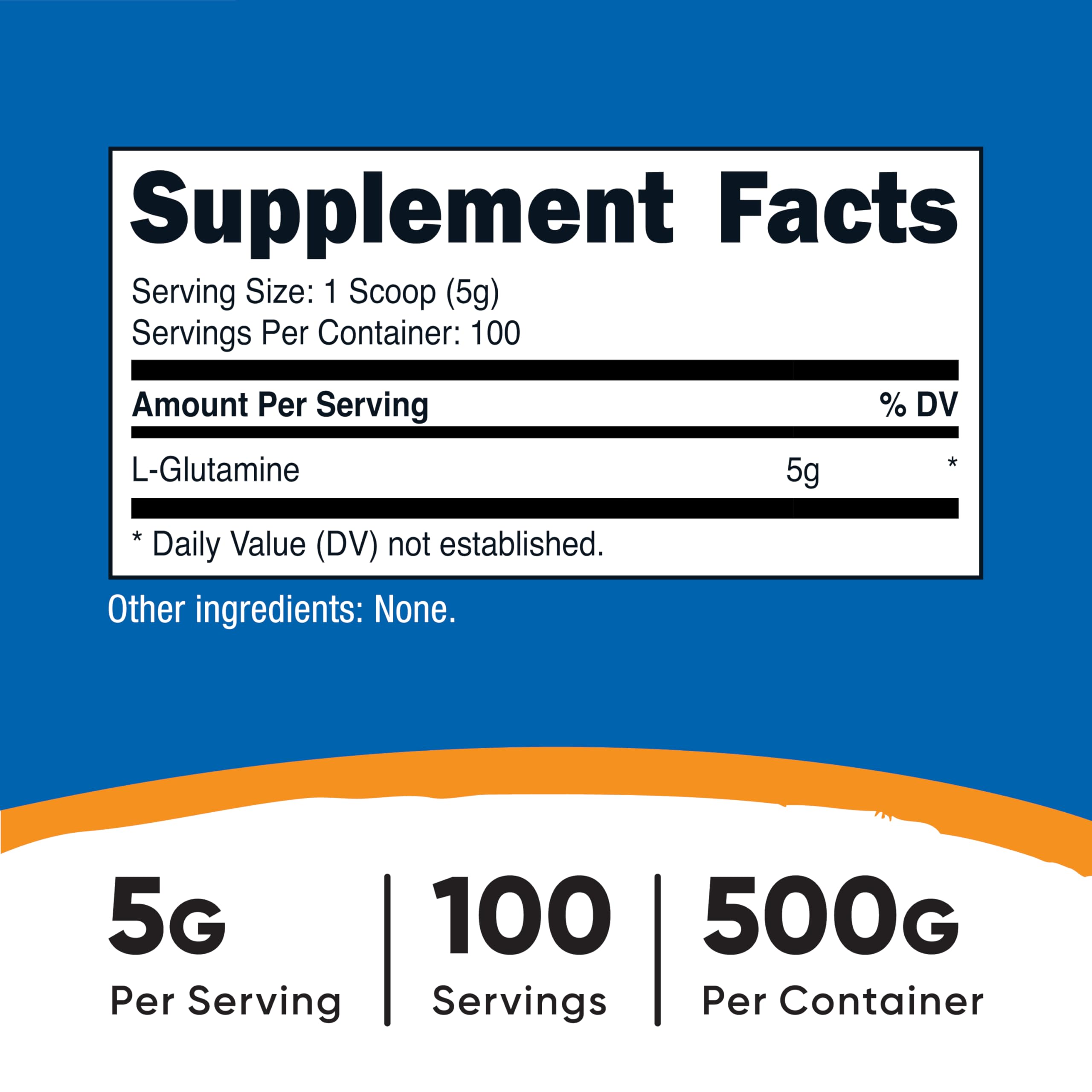 Nutricost unflavored amino acid supplement 100 servings nutrition facts label