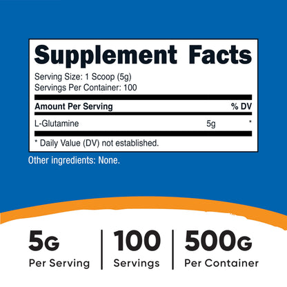 Nutricost unflavored amino acid supplement 100 servings nutrition facts label