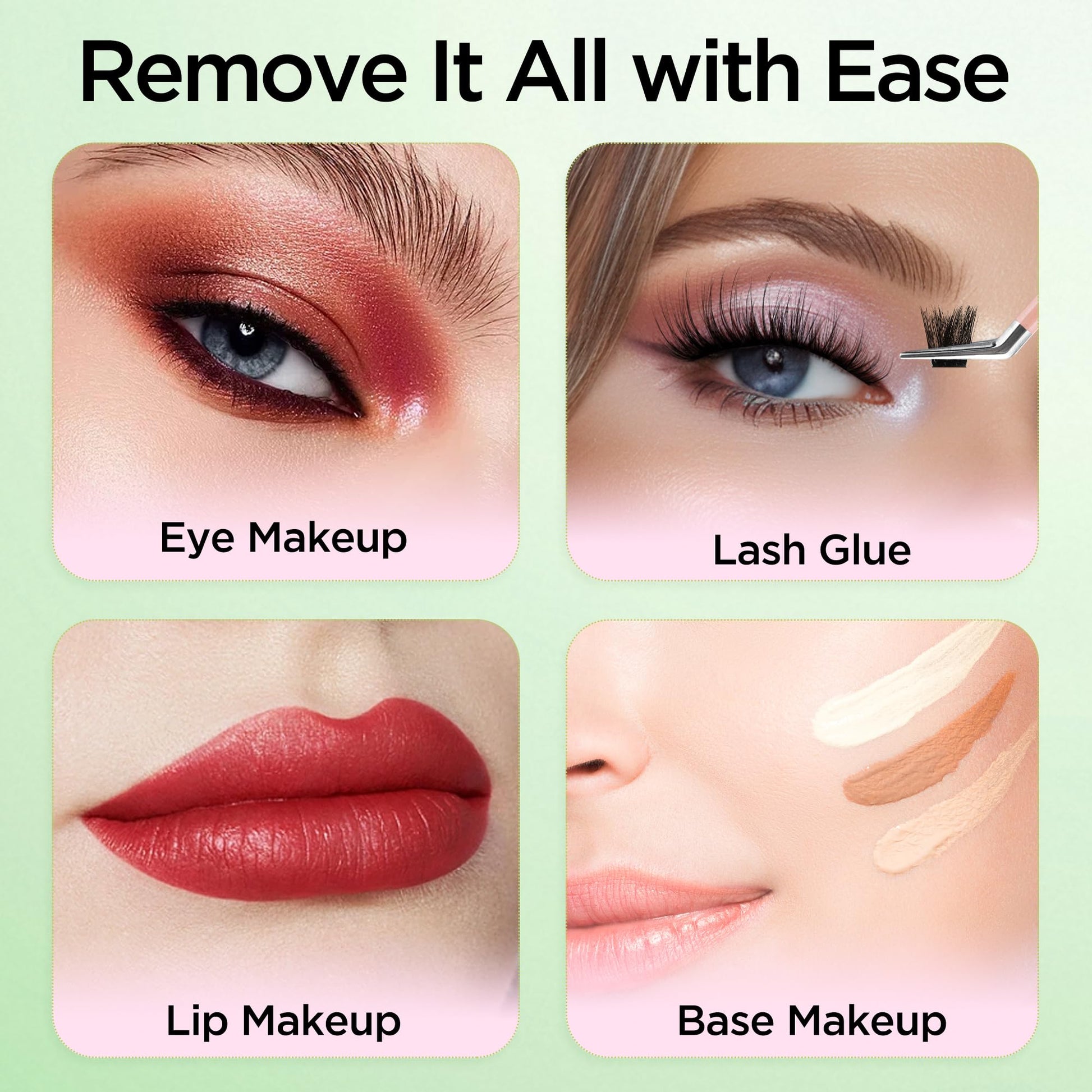 Side view of the 60ml eyelash extension remover bottle detailing usage safety instructions.