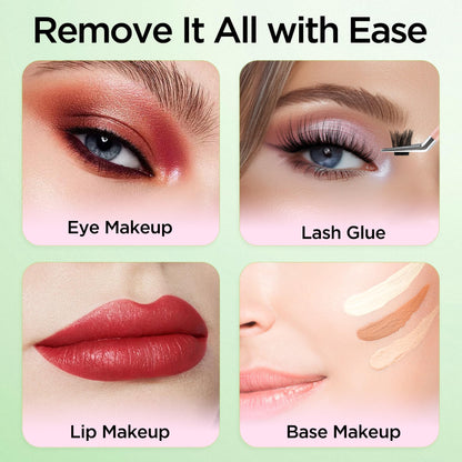 Side view of the 60ml eyelash extension remover bottle detailing usage safety instructions.