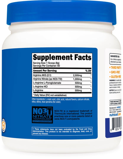 Nutricost Arginine Nitrate 60 servings scoop visualization