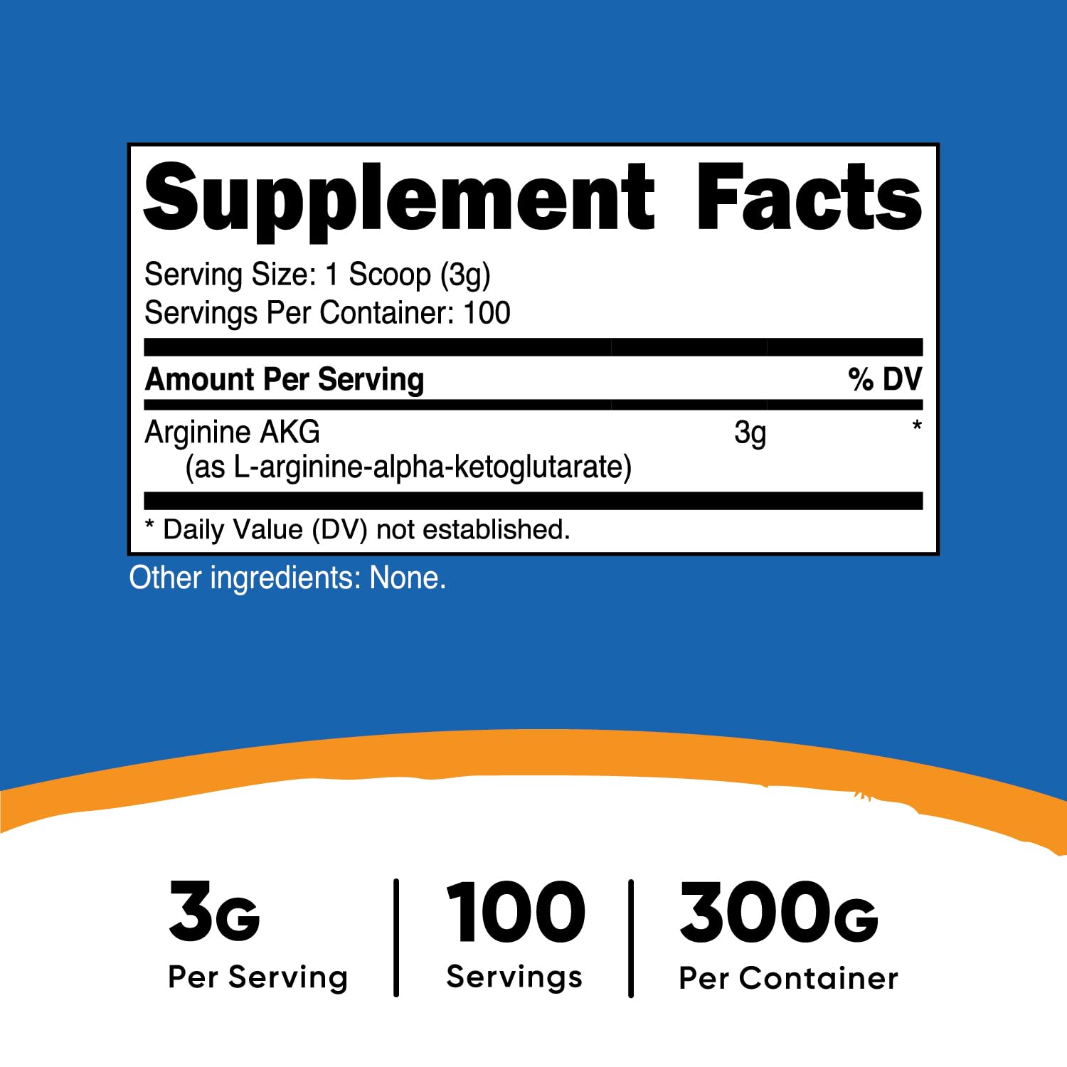 Nutricost Arginine Alpha Ketoglutarate unflavored pre-workout supplement label details