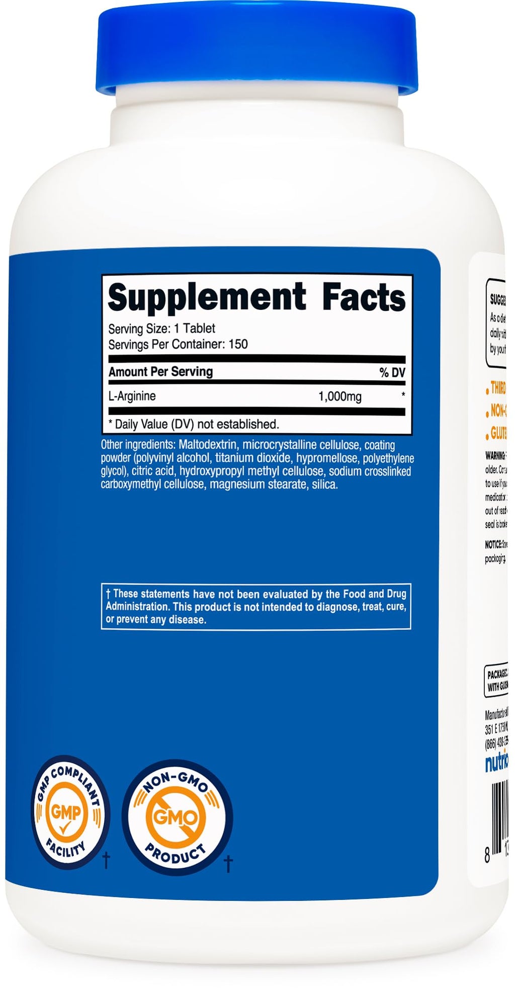 Nutricost L-Arginine 1000mg supplement container lifestyle display