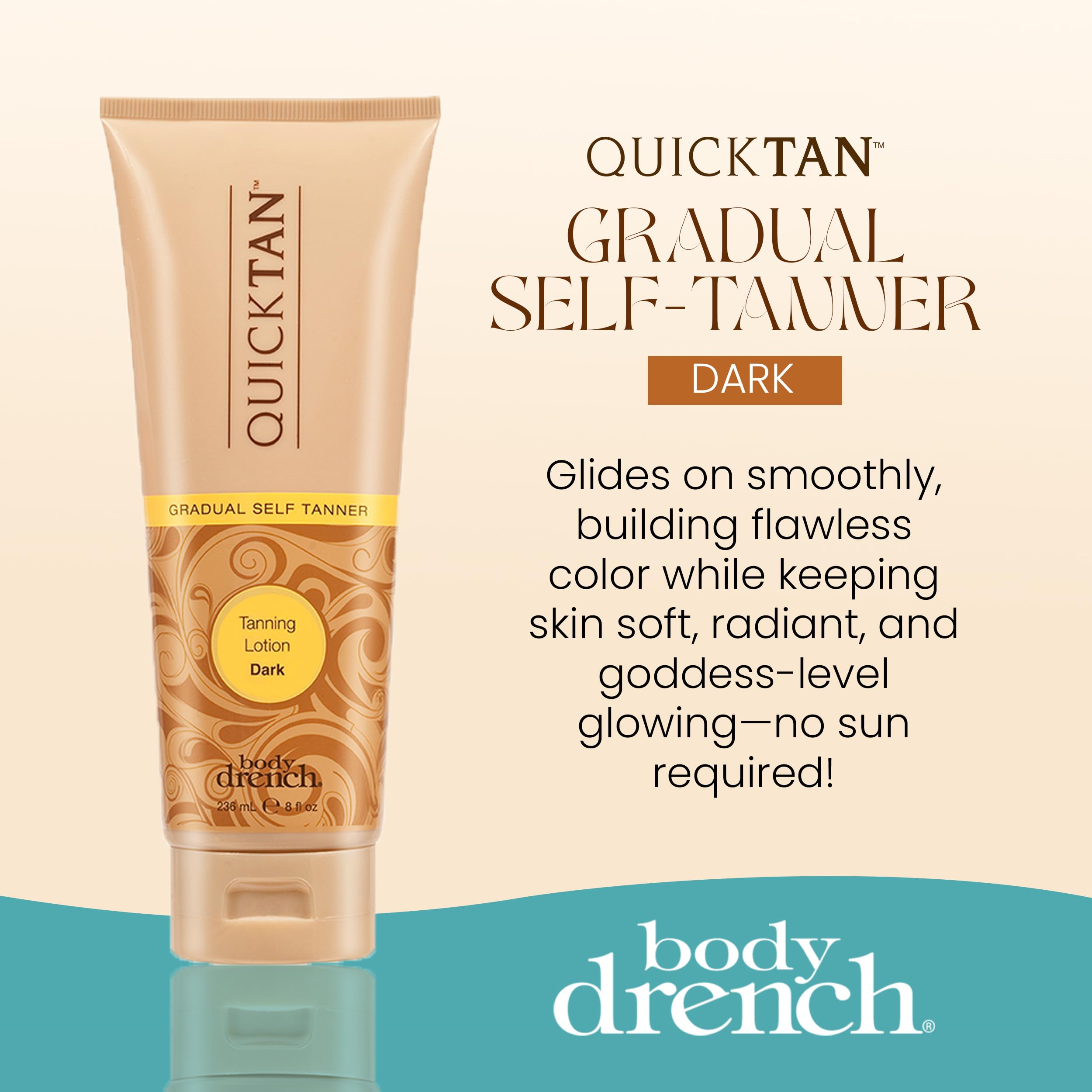 Side profile of Body Drench Quick Tan lotion bottle