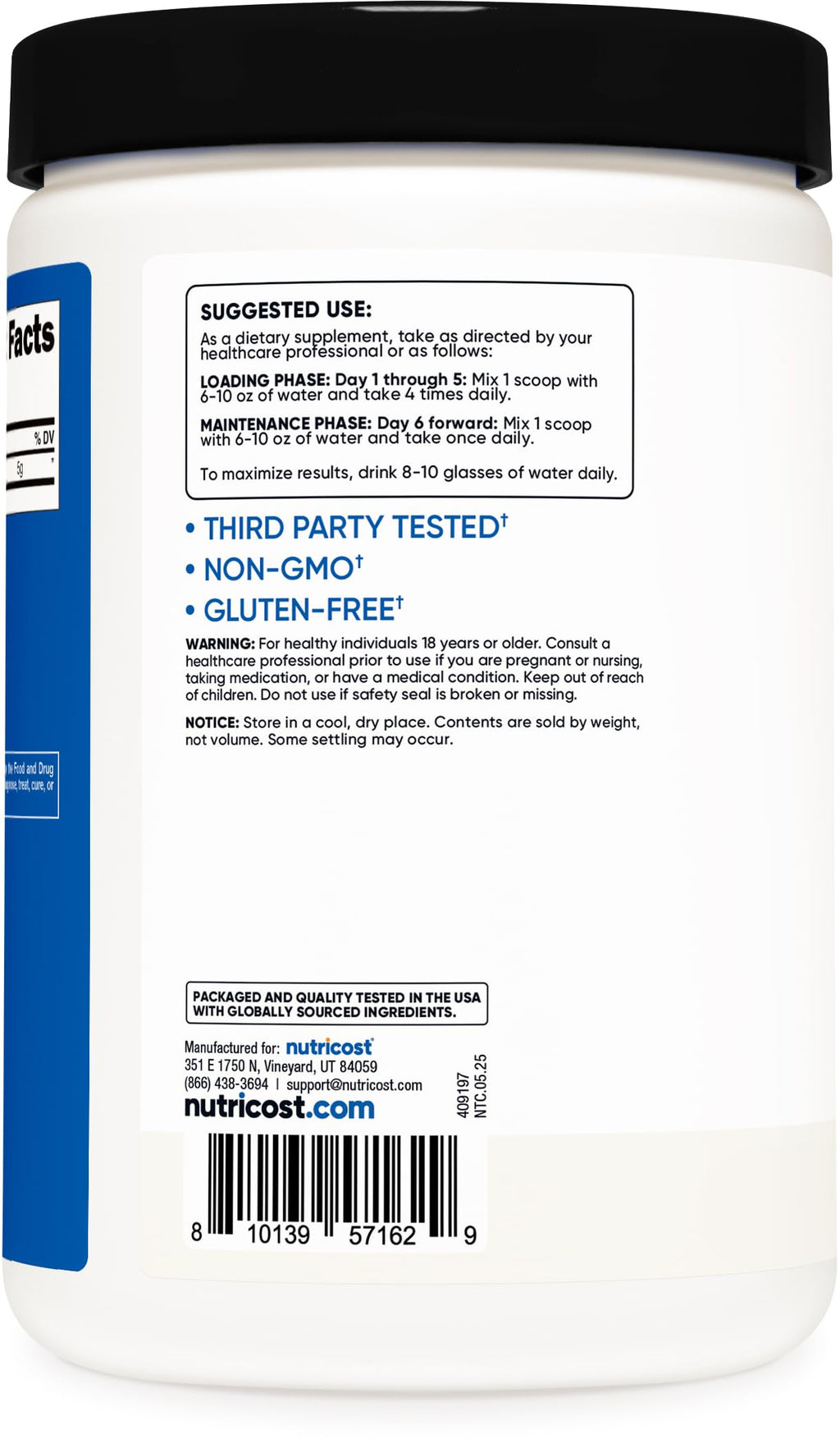 Scoop view of premium imported Nutricost Creatine powder for strength training