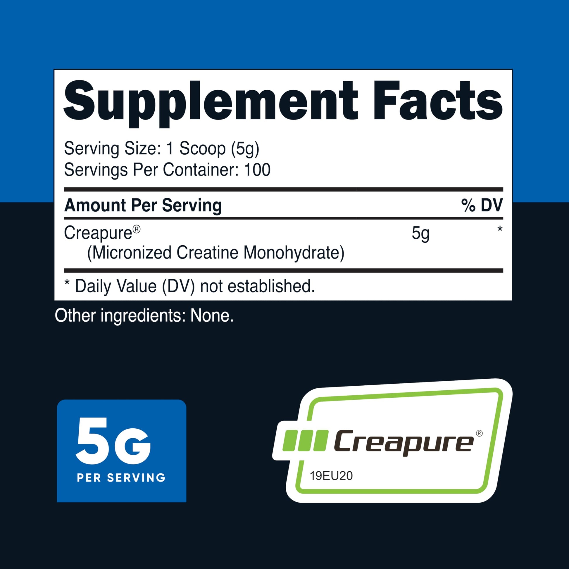 Nutricost performance micronized creatine monohydrate supplement facts label side view