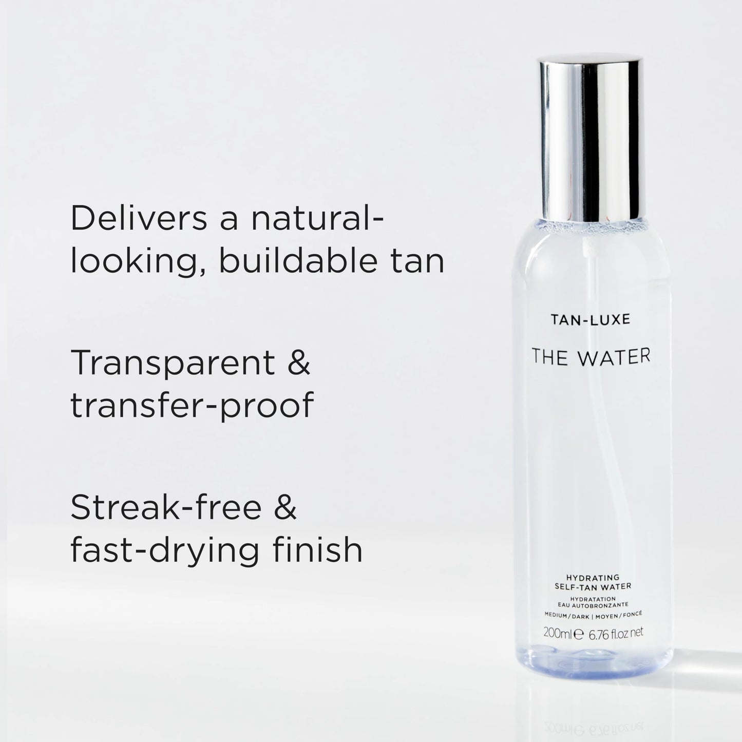 Tan-Luxe vitamin-infused self-tan water ingredients label