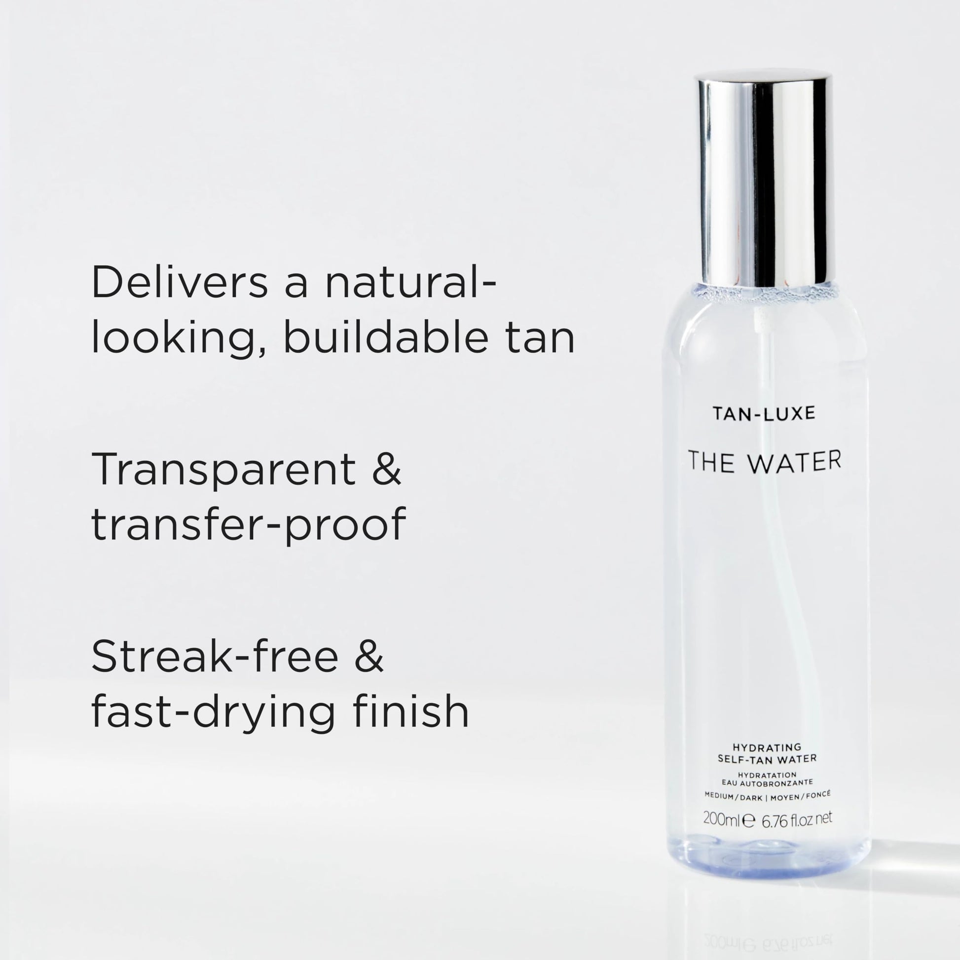 Tan-Luxe vitamin-infused self-tan water ingredients label