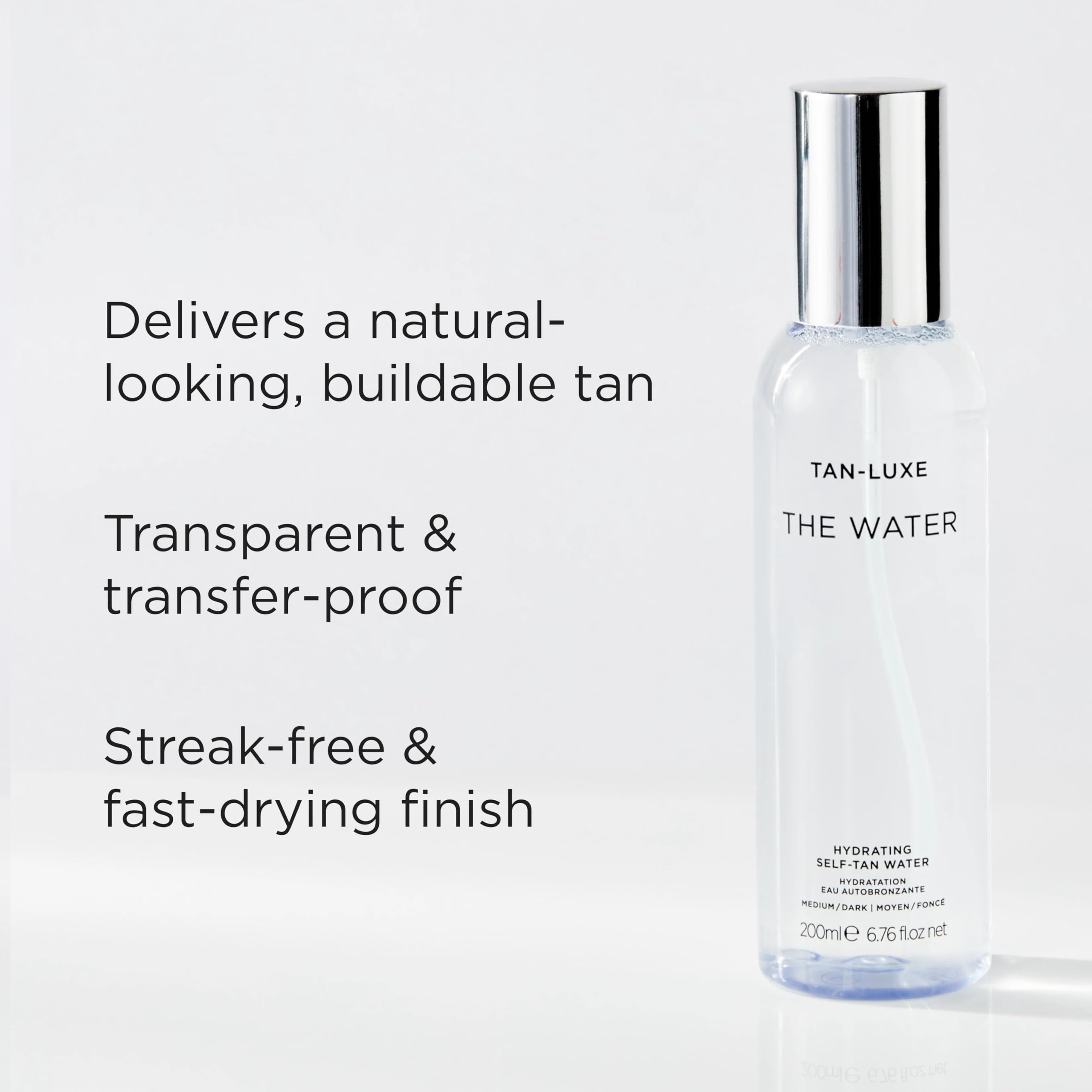 Tan-Luxe vitamin-infused self-tan water ingredients label