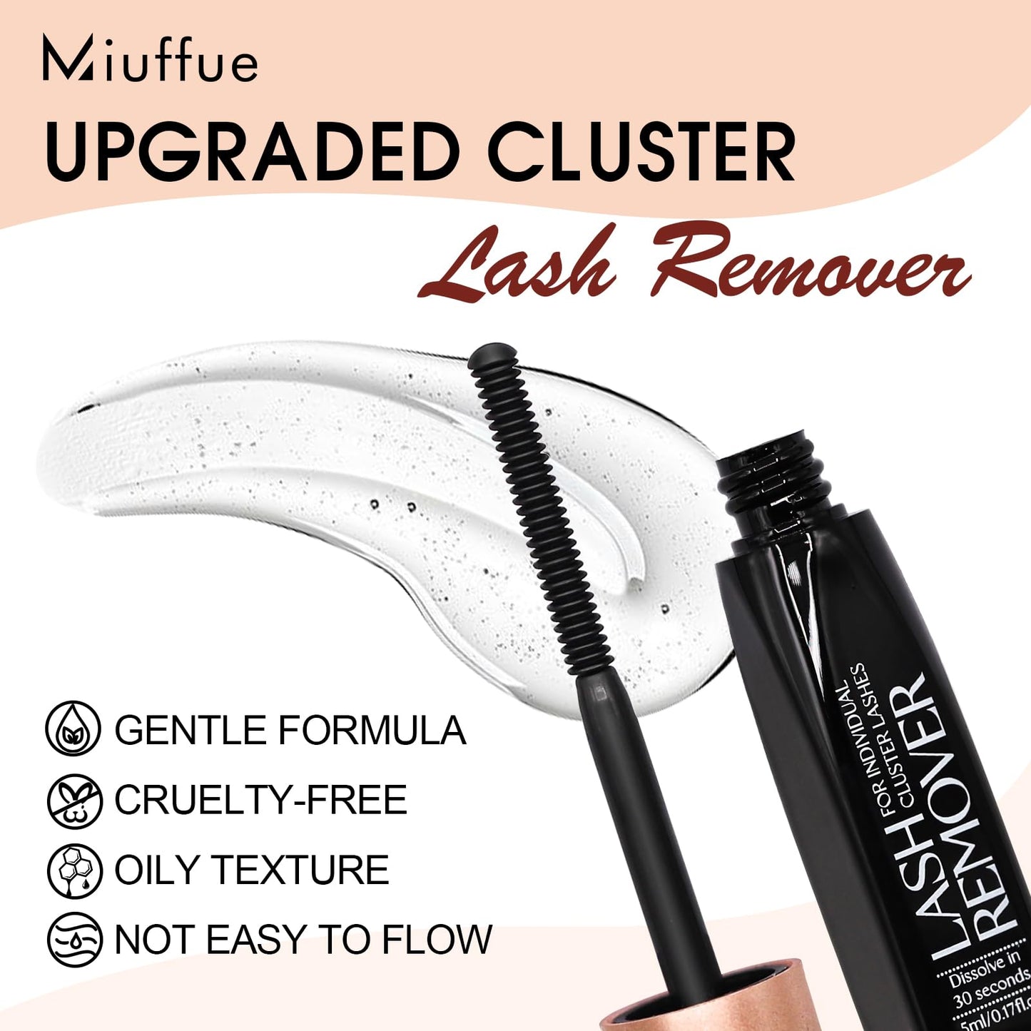 Miuffue individual eyelash glue remover precision applicator brush closeup