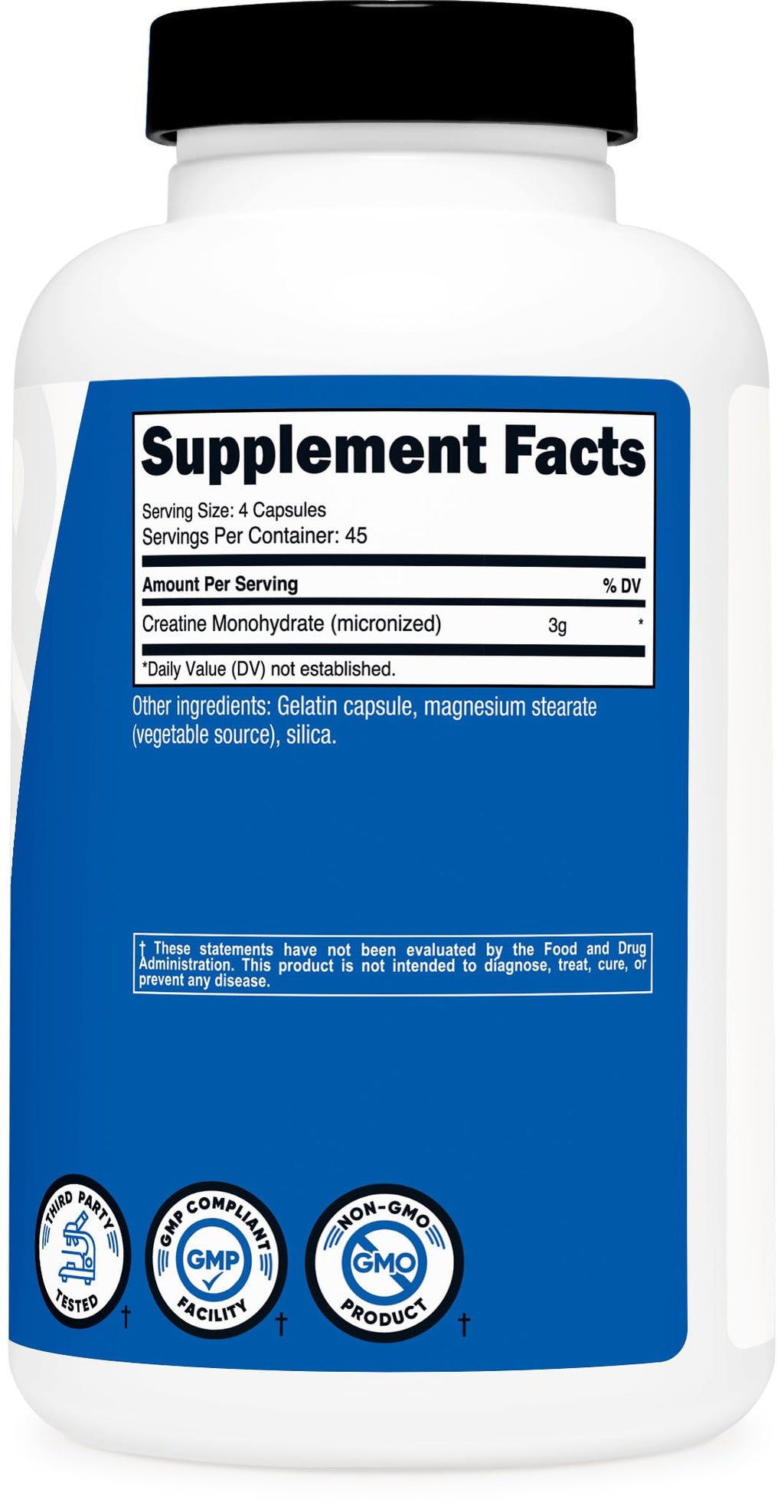 Nutricost non-GMO gluten-free supplement bottle back label