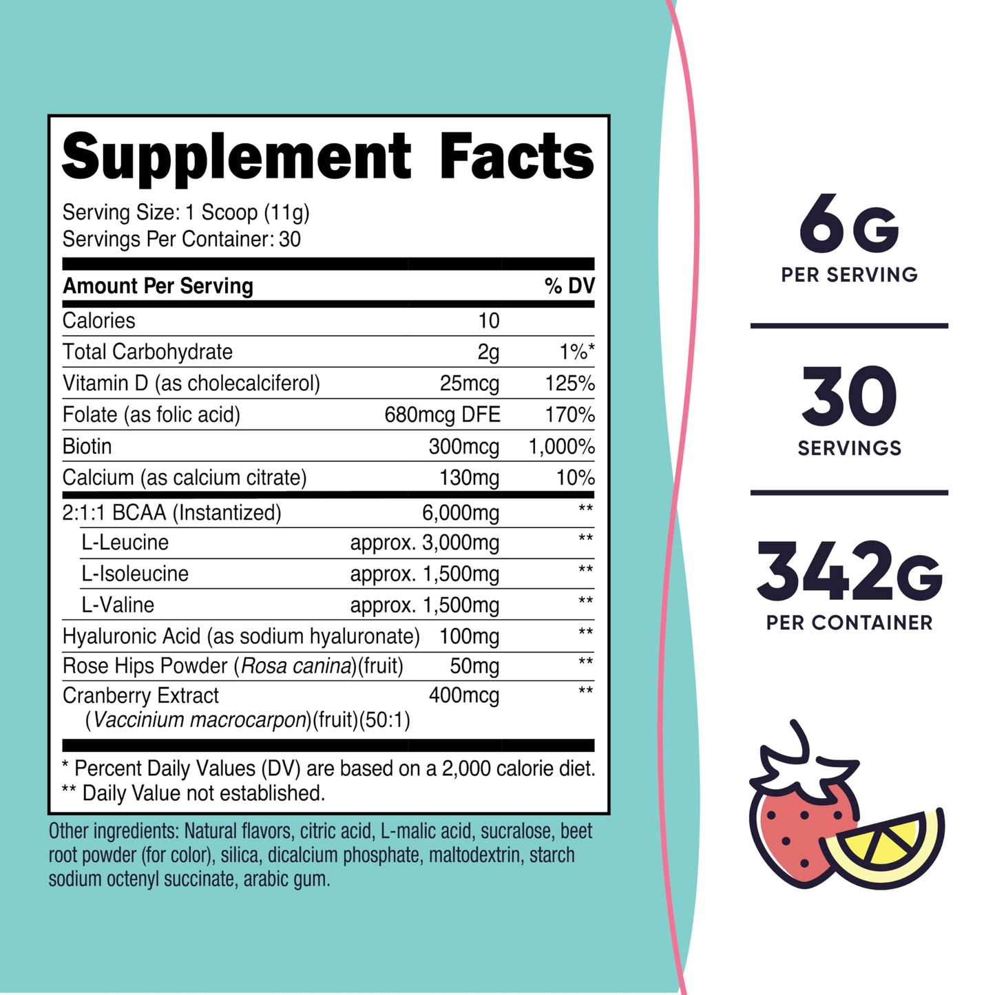 Nutricost BCAA for Women supplement facts label