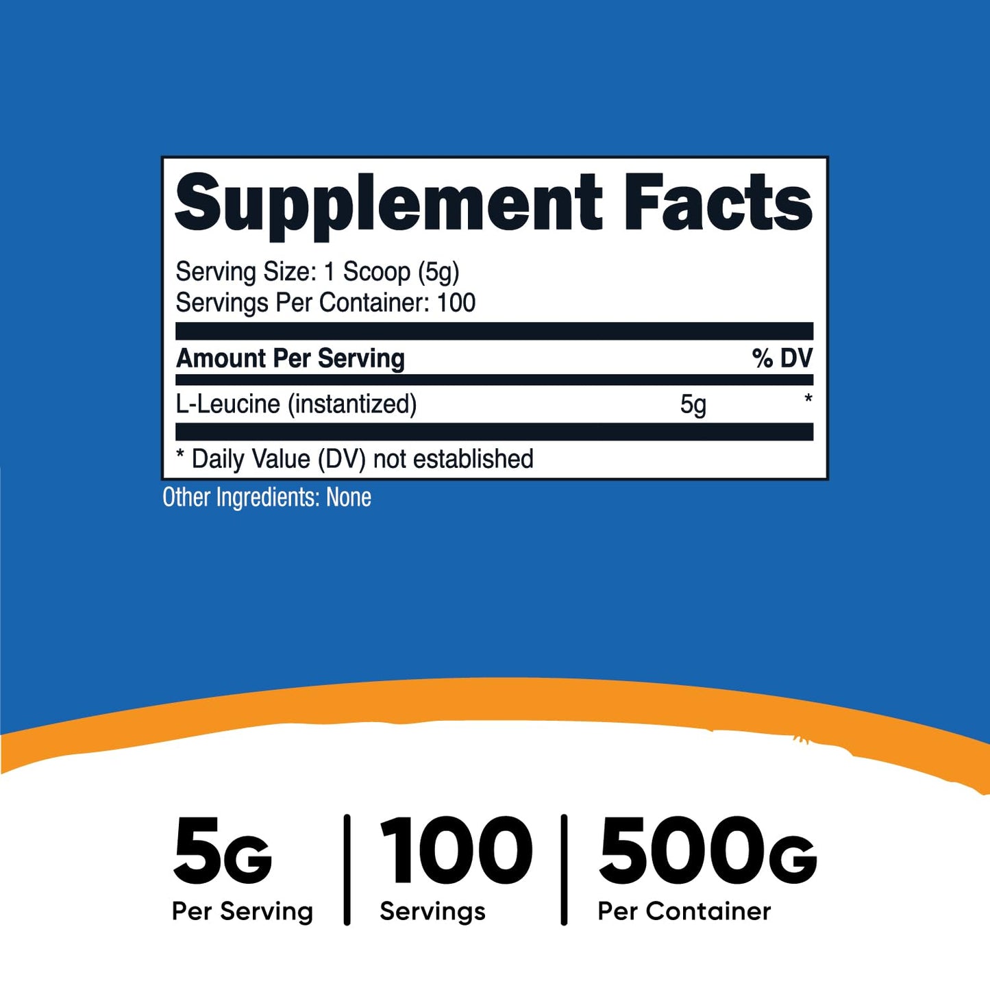 Nutricost L-Leucine 5 grams per serving nutritional facts and supplement label