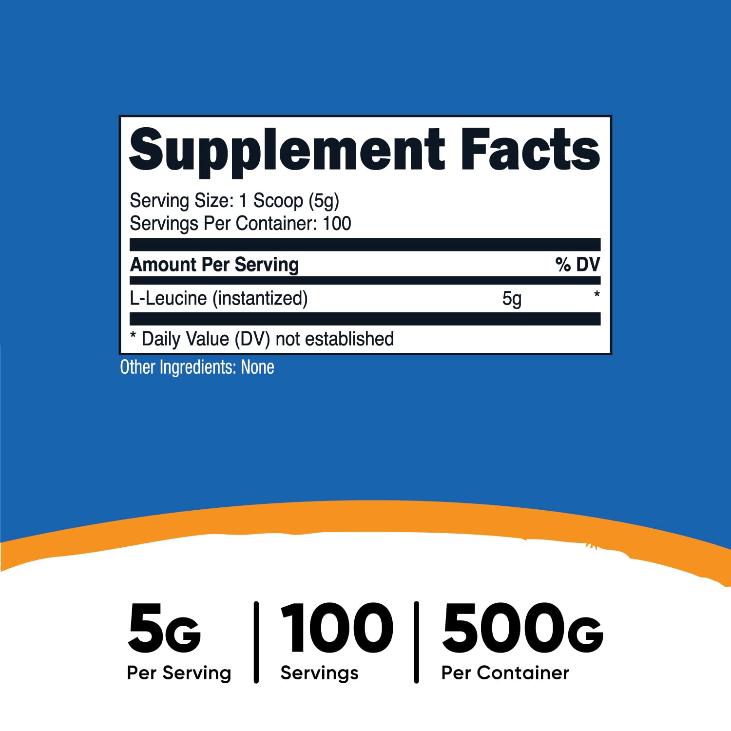Nutricost L-Leucine 5 grams per serving nutritional facts and supplement label