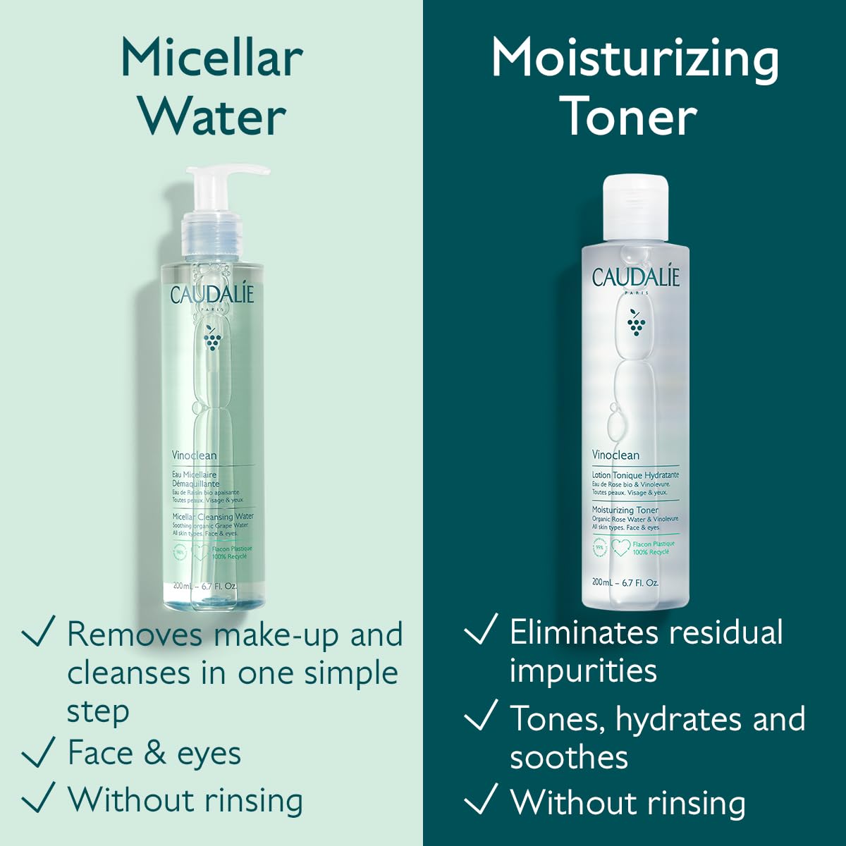 Caudalie Vinoclean Micellar Cleansing Water clarifying liquid consistency close up