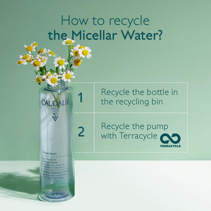 Caudalie Vinoclean Micellar Cleansing Water back label with directions for use