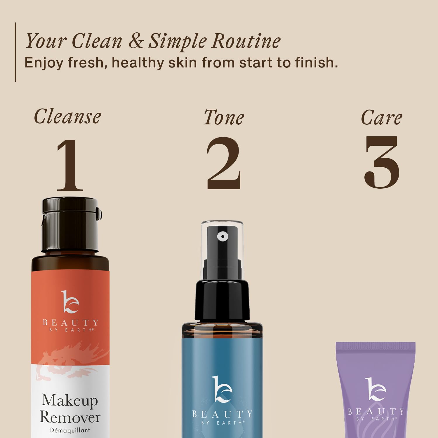 Skincare bottle displaying instructions for removing stubborn lip and eye makeup