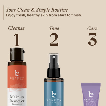 Skincare bottle displaying instructions for removing stubborn lip and eye makeup