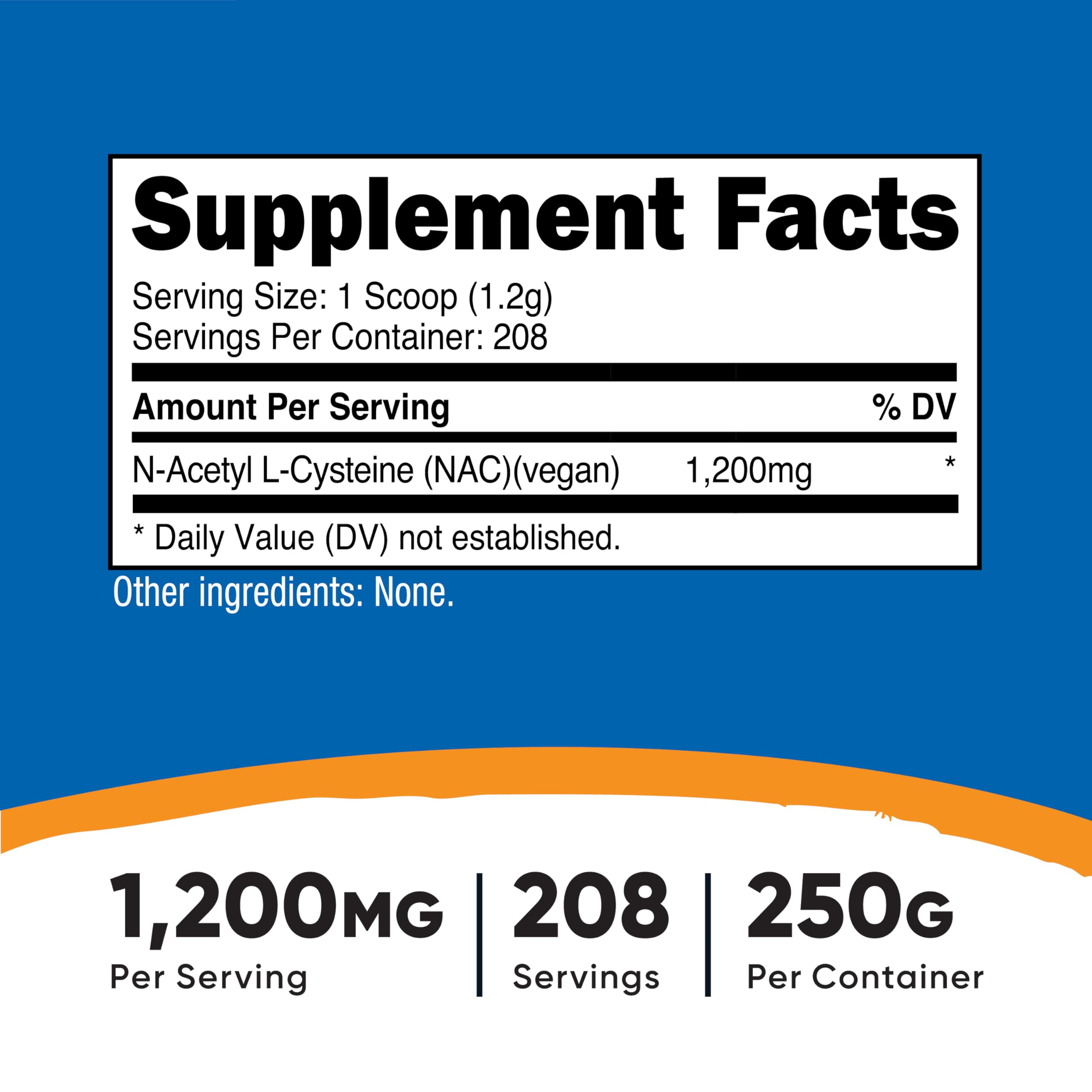 Nutricost NAC powder supplement serving scoop details