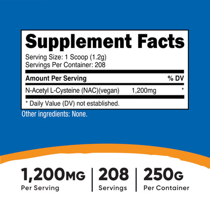 Nutricost NAC powder supplement serving scoop details
