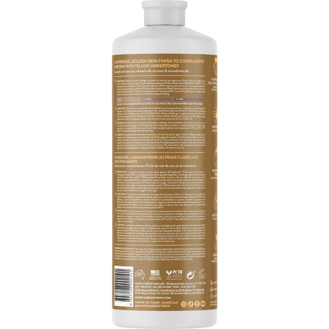 MineTan professional tanning solution 1 liter bottle branding