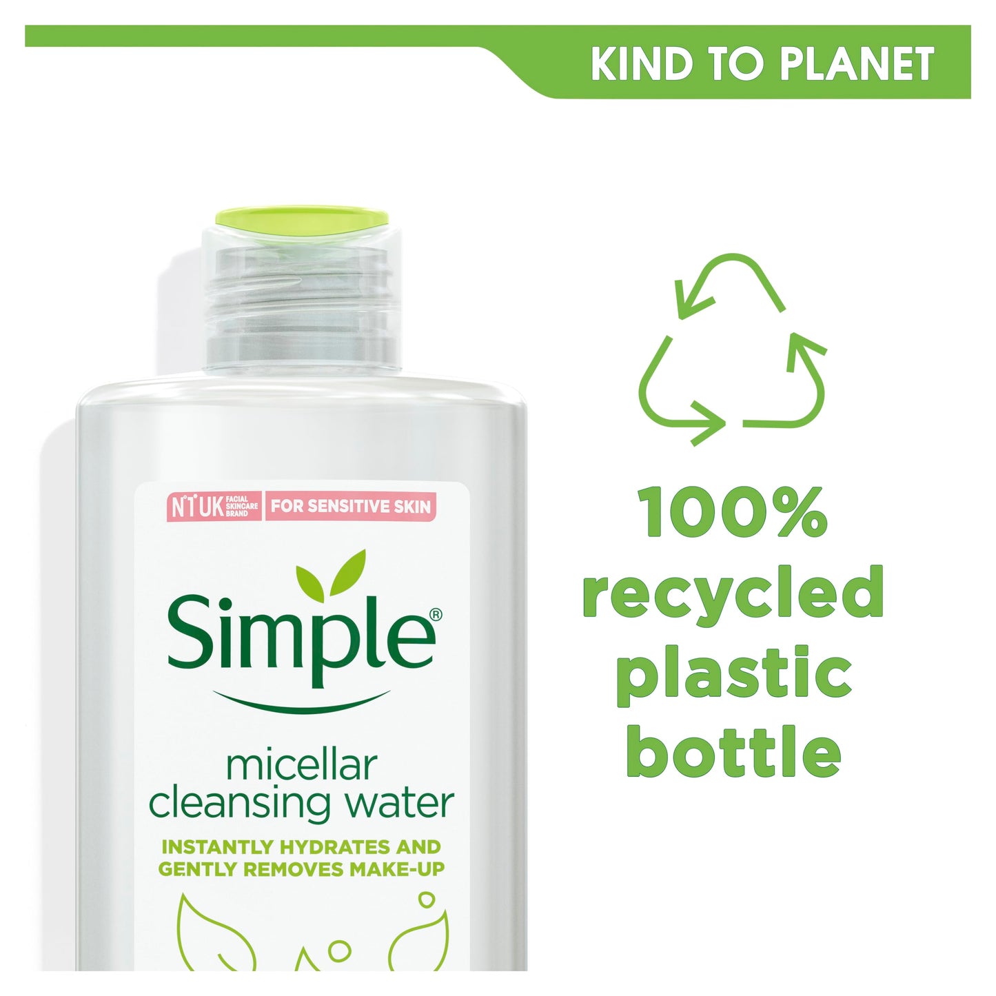 Back label view of Simple Kind to Skin facial cleanser with usage instructions and dermatological test details