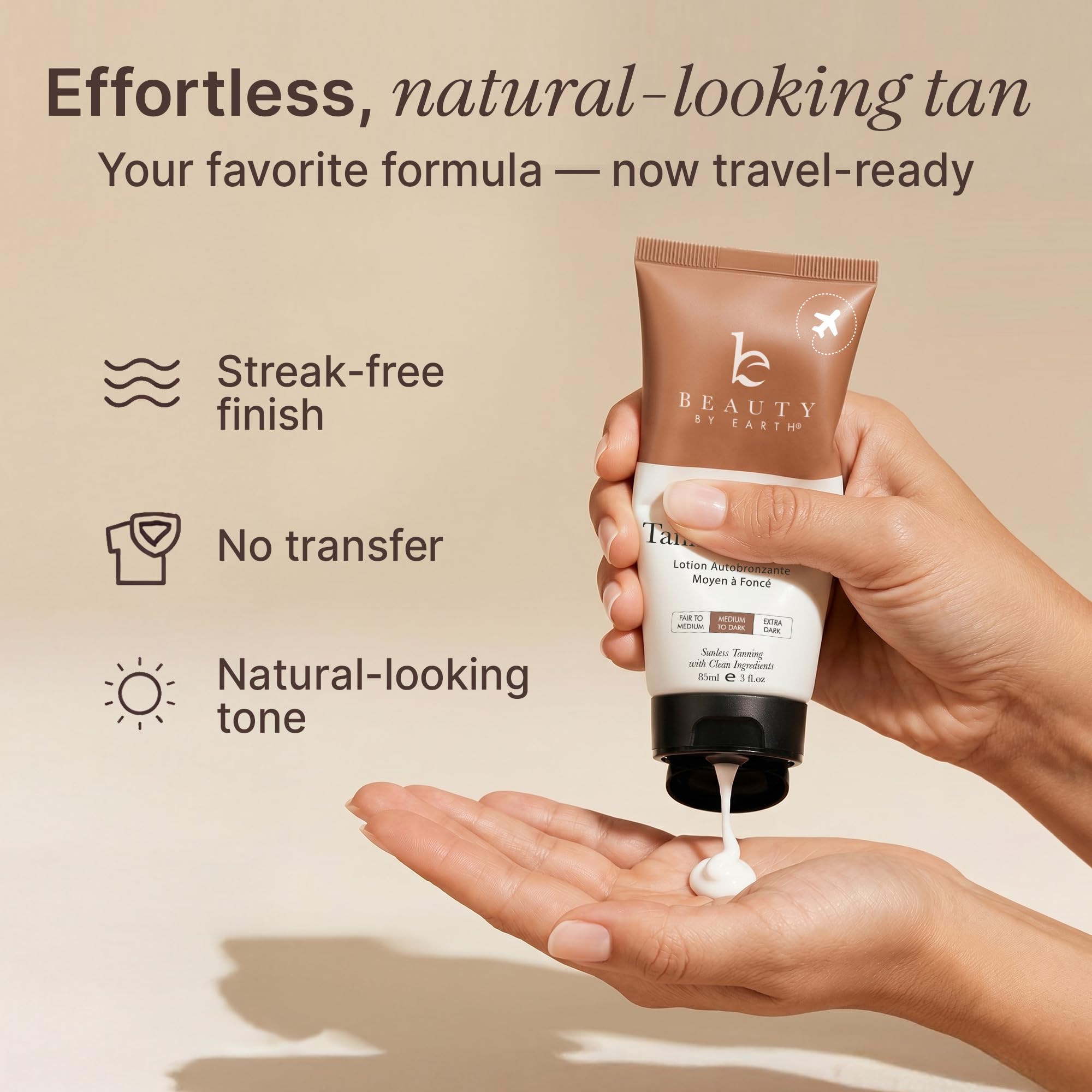 Close up of Beauty By Earth self tanning lotion texture