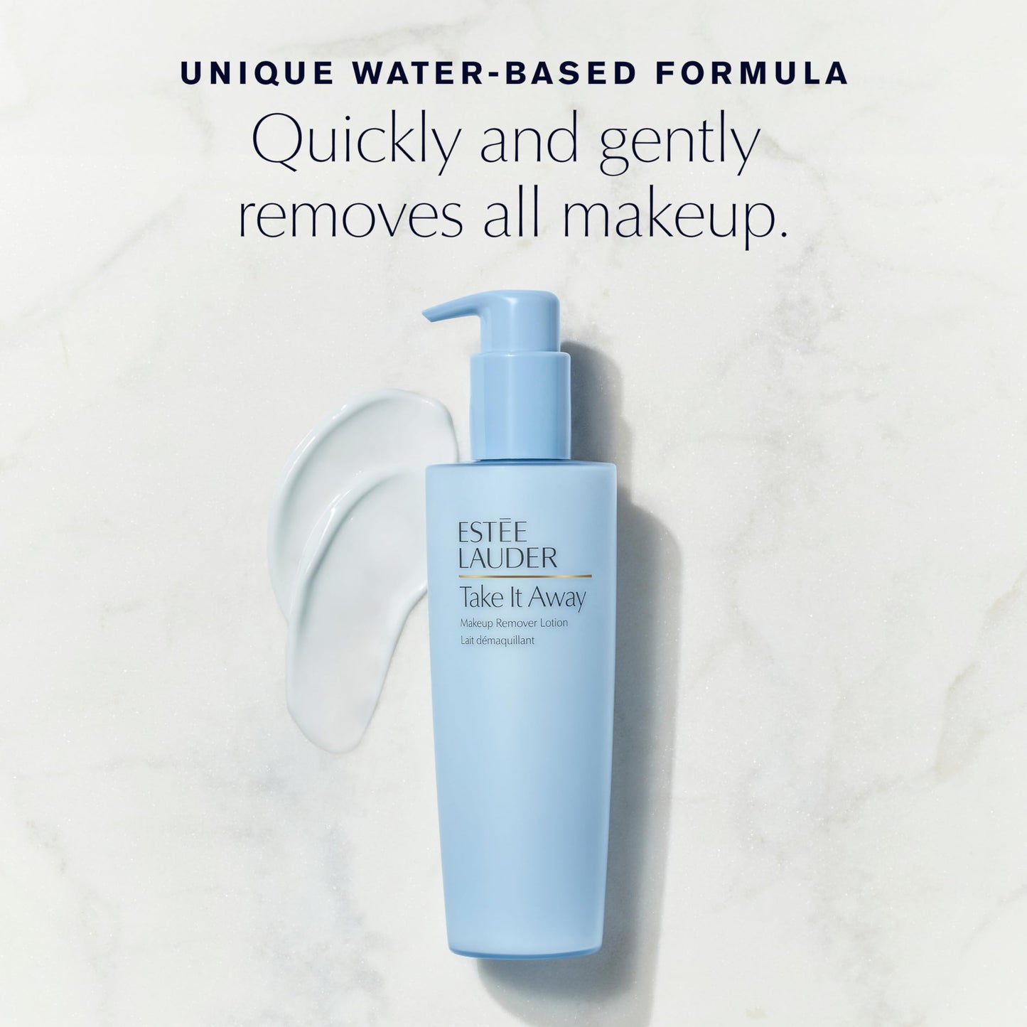 Back label of EstÃ©e Lauder Take It Away Liquid Makeup Remover Lotion highlighting the official ingredients list