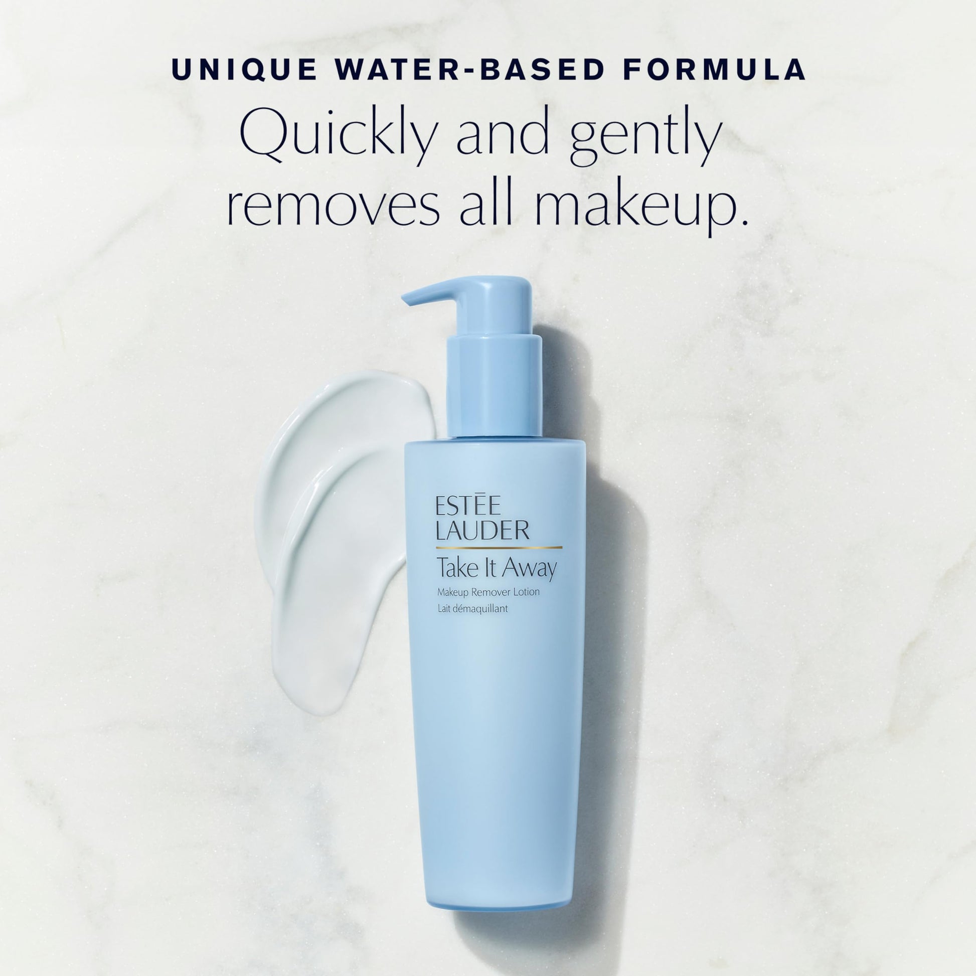 Back label of EstÃ©e Lauder Take It Away Liquid Makeup Remover Lotion highlighting the official ingredients list