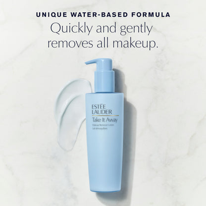 Back label of EstÃ©e Lauder Take It Away Liquid Makeup Remover Lotion highlighting the official ingredients list