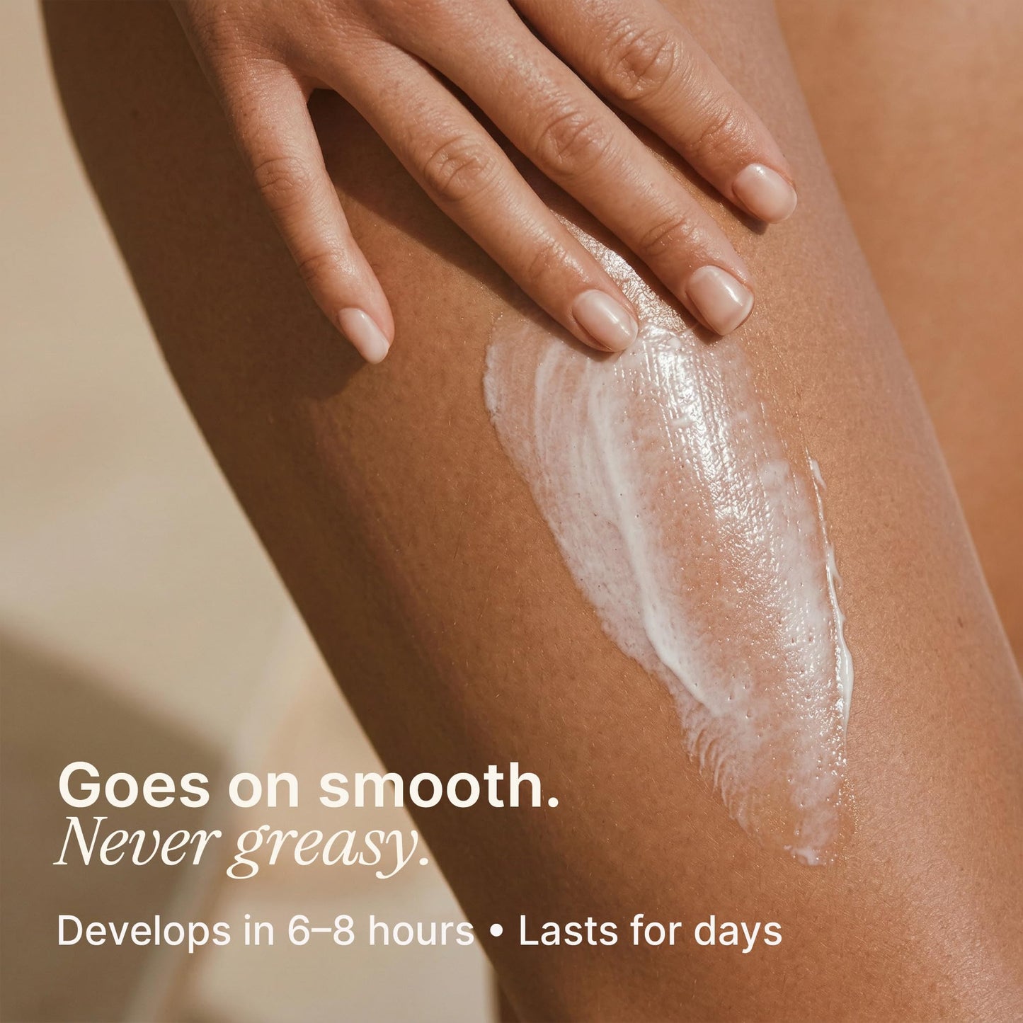 Beauty By Earth tanning lotion application demonstration