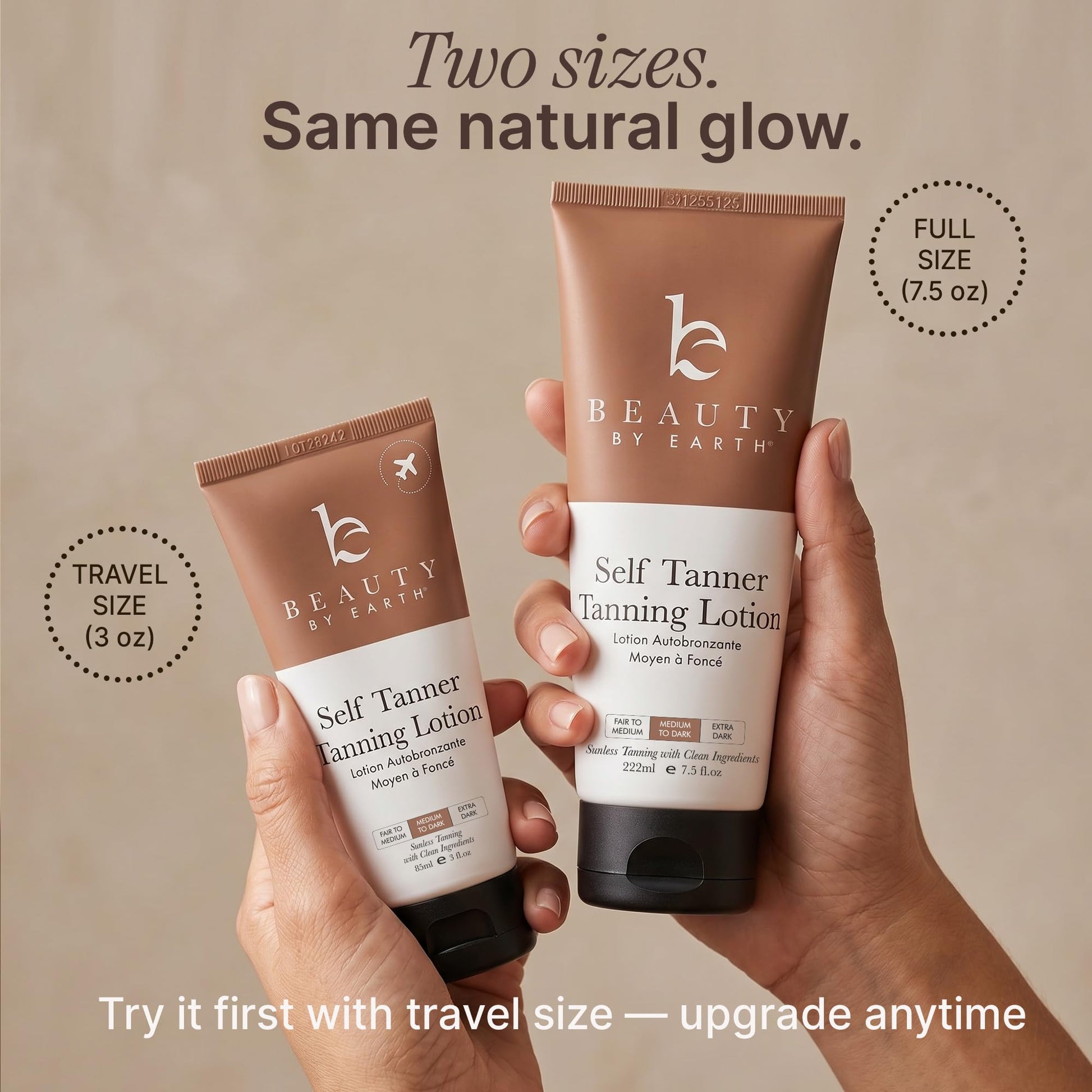 Beauty By Earth self tanner box and bottle arrangement