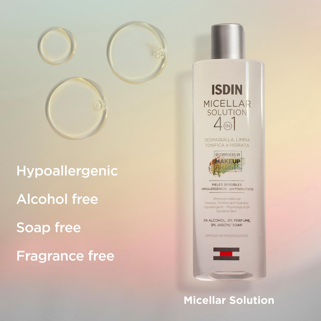 ISDIN makeup remover bottle side angle view