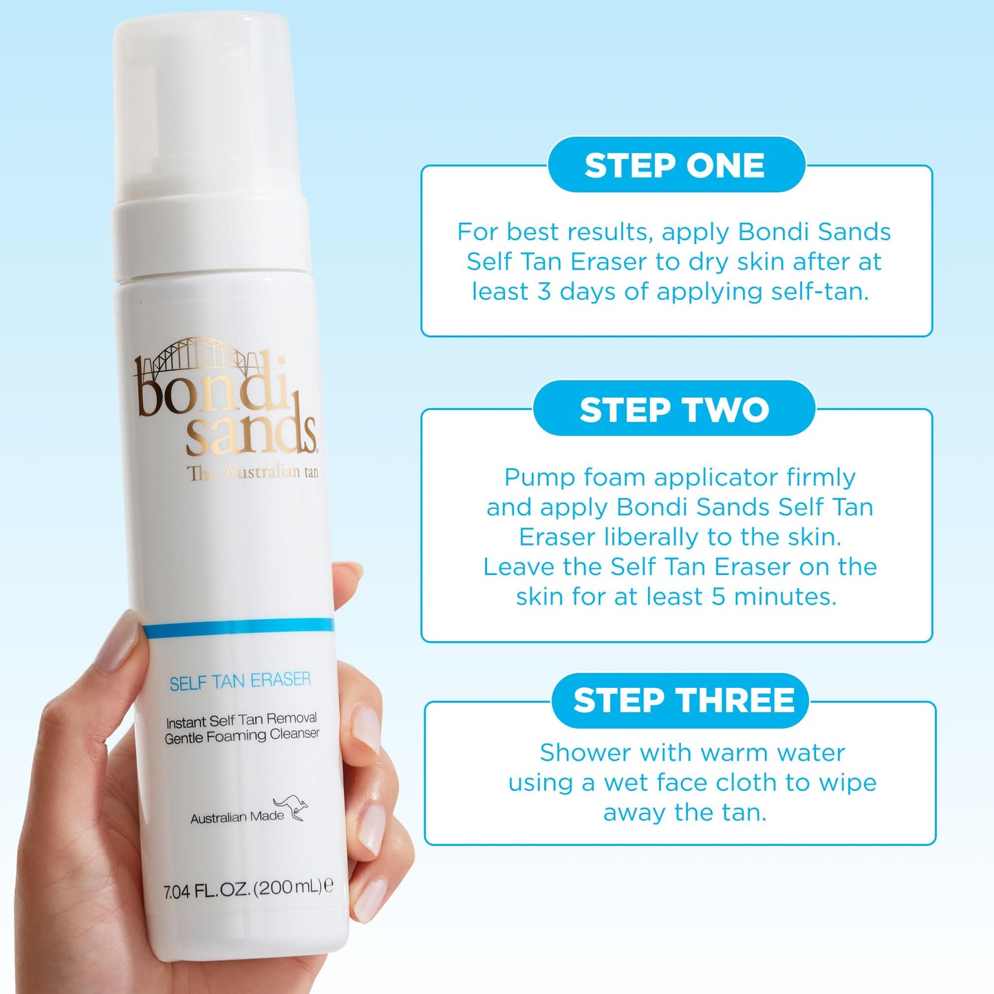 Bondi Sands Self Tan Eraser branding and logo detail