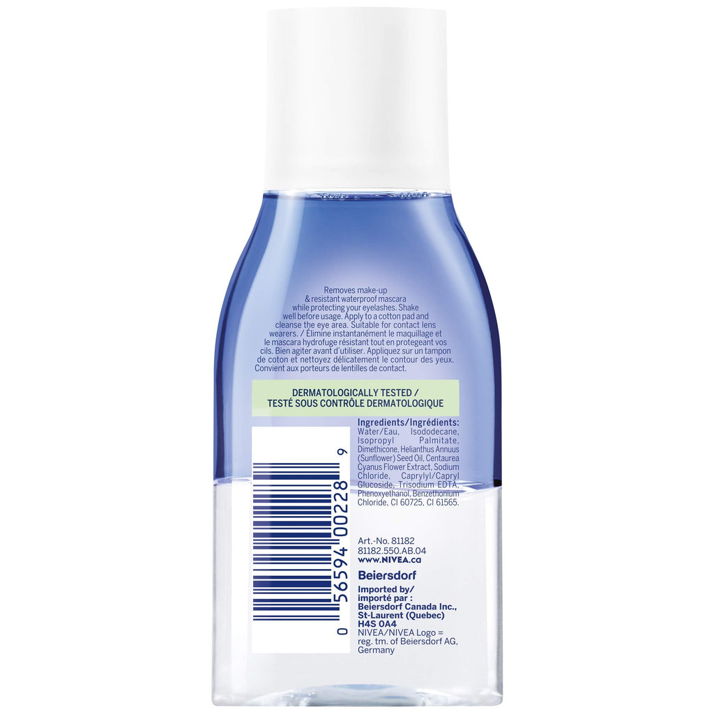 Nivea Eye Makeup Remover 125ml label details and branding