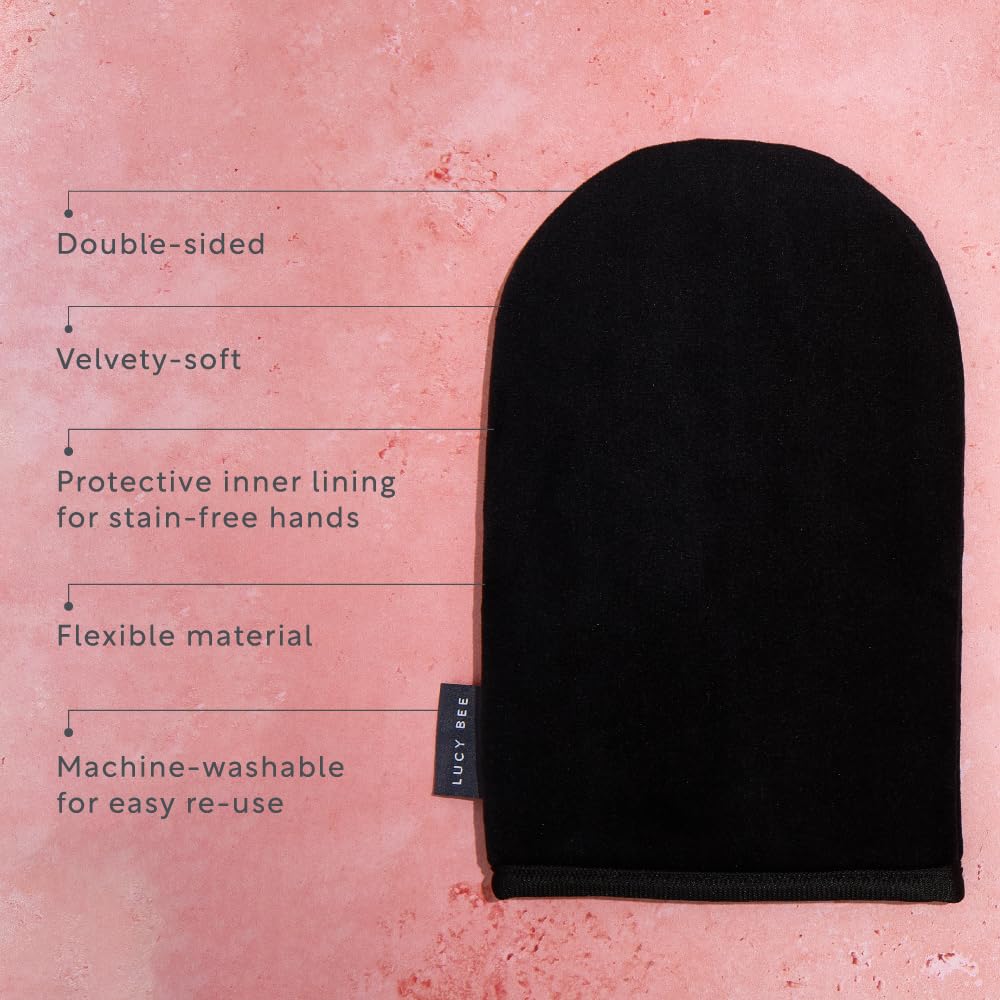 Lucy Bee premium tanning mitt inside FSC cardboard sustainable packaging