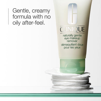 Clinique creamy eye makeup remover lotion texture on fingertip