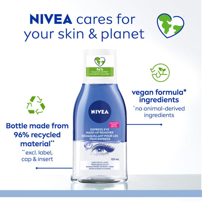 Nivea double effect gentle makeup remover bottle displayed on a clean background